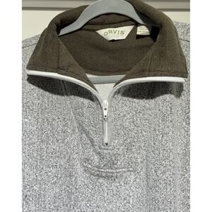 Orvis Quarter Zip Sweater Long Sleeve Pullover Sweater Olive Green/White XXL